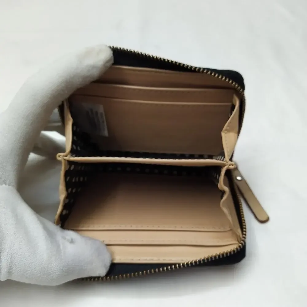 Kate Spade Black Leather Zip Around Credit Card Square Wallet